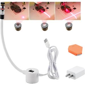 XQASIEO 3-in-1 USB Magnetic Positioning Quilting Light for Sewing Machine Laser Seam Guide, Adjustable Red Point Straight Cross Precision Stitch Line Light Tool