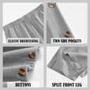 Mens Linen Pants Summer Casual Button Straight Beach Pants Baggy Elastic Waist Drawstring Yoga Trousers with Pockets (Gray, XL)