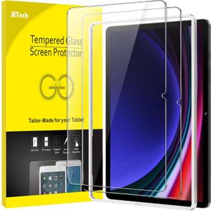 JETech Screen Protector for Samsung Galaxy Tab S9 11-Inch and Galaxy Tab S10 FE / S9 FE 10.9-Inch, with Easy Installation Frame, Tempered Glass Film, HD Clear, 2-Pack