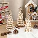 Thyle 3 Pcs Christmas Tree Decor 3 Sizes 6/8/10 Inch Small Boho Artificial Christmas Tree Tabletop Decor for Home Shelf Mantel Fireplace Table Party Supplies(Bead Style,Wood)