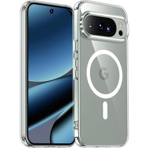 SPIDERCASE Magnetic for Google Pixel 10/Pixel 10 Pro Case, Military Grade Drop Protection Slim Crystal Clear Shockproof Anti-Fingerprint Phone Case, Phone Case for Pixel 10/10 Pro, Clear