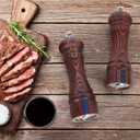 2 Pack Pakka Wood Salt and Pepper Grinder Set, Wooden Salt and Pepper Mill Set, Salt and Pepper Shaker Birthday Gifts, 7 Inch for Kitchen