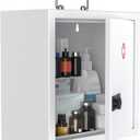 Uniclife Wall Mount Medicine Cabinet with Combination Lock & Handle Locking First Aid Cabinet Lockable Medical Cabinet Medium Medicine Organizer Secure Steel Wall Cabinet Metal Storage Box, White