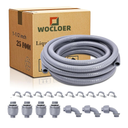 1-1/2 inch 25 Foot Liquid-Tight Conduit Kit, Flexible Non Metallic Electrical Conduit and Connector Kit, With 4 Straight and 3 Angle Fittings