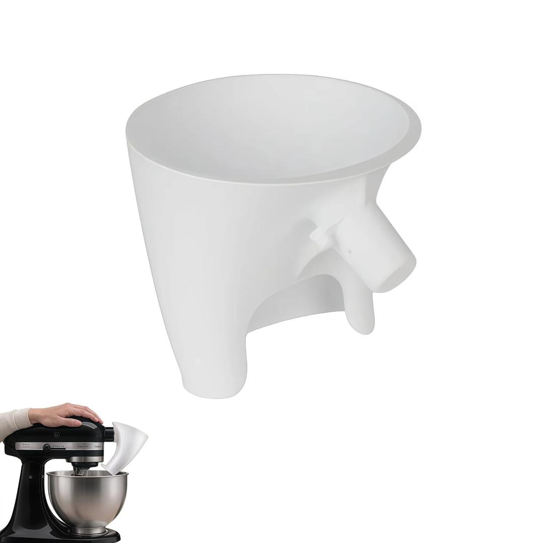 5 x Flour Funnel Attachment, Pouring Chute for 4.5-5 Qt Tilt-Head Stand Mixers, Easy-Pour Baking Accessory for Flour, Sugar, Dry and Wet Ingredients, White