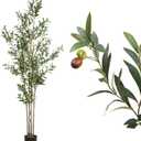 Artificial Olive Tree 7FT Tall with Natural Wood Trunk and Lifelike Fruits,Faux Silk Plant for Home Office Decor Indoor Faux Tree