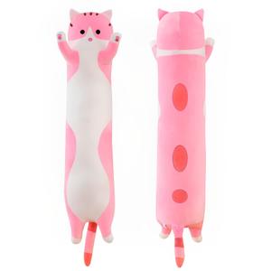 shangman Lovely Plush Cat Doll Cute Cartoon Soft Stuffed Kitten Pillow Long Throw Sleeping Pillow Doll Toy Gift for Kids Girlfriend Multiple Size (Pink,130cm/51.1in)