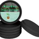 vensovo 4 Inch Black Terracotta Plant Saucer Pots Tray - 6 Pcs Round Planter Saucers for Indoor & Outdoor Plants, Small Clay Trays Perfect for 3 Inch 3.5 Inch 4 Inch Flower Pot