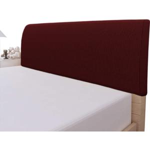Easy-Going Stretch Bed Headboard Cover,Small Square Jacquard Headboard Slipcover, Dustproof Bed Head Cover for Bedroom (Twin,Wine)
