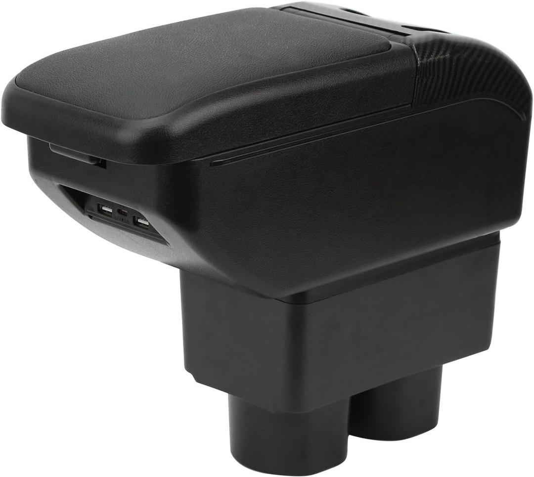 Compatible with Nissan Versa Armrest 2007-2011 Car Center Console Organizer Armrests Double Layer Storage with USB PortsBlack Style (Black)