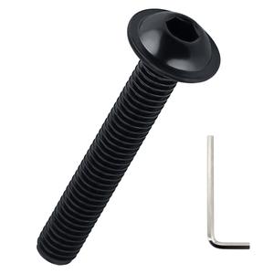 M8-1.25 x 45mm Flanged Button Head Socket Cap Screws (12 Pcs), 304 Stainless Steel 18/8, Black Oxide Coated, Allen Hex Drive, Fayeploo (With Hex Wrench)