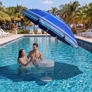 Briwooody 5ft Floating Pool Umbrella Adjustable Head - Outdoor Sunshade Umbrella for Inside of Pool with Portable Floating Table - Summer Supply for Swimming Pools Beach & Lakes