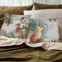 Rustic Farmhouse Winter Animal Bird Fox Rabbit Decorative Throw Pillow Covers Set of 4, Christmas Deer Gifts, Christmas Tree Snowflake Pillow Cases 18 x 18 Inch Kids Room Bed Sofa Decor