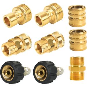 Hourleey Pressure Washer Adapter Set, Quick Disconnect Kit with M22 Metric Male Thread Quick Connector, M22 Swivel to 3/8'' Quick Connect, 3/4" to Quick Release, M22 to M22 Convert, 9 Pack