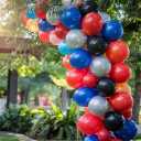 3 x Red Blue Black Balloon Arch Kit, Blue and Red Balloon Arch Kit, Blue Black Balloons Garland with 22 Inch Star Foil Balloons for Men Boys Birthday Baby Shower Graduation Party Decorations