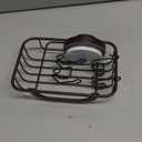 LEVERLOC Soap Holder Dish with Hooks for Shower, Bar Suction Cup Soap Tray Wall Mounted, Rustproof Stainless Steel Sponge Holder Caddy for Bathroom Bathtub Kitchen Sink, Brown (1 Tier)