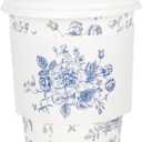 50Pcs Blue Floral Disposable Coffee Cups with Lids and Sleeves Blue White Chinoiserie Flower 12oz Hot Cold Paper Drinking Cup for Birthday Wedding Baby Shower Party Supplies