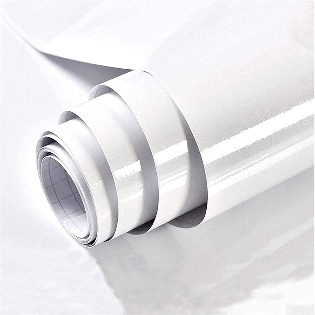 TANONE Glossy White Contact Paper 35.4" X 196" Self Adhesive Removable Shiny Peel and Stick Wallpaper Iridescent Glitter Vinyl Wrap Decorative for Countertops Cabinets Wardrobe Dressing