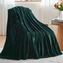 NEWCOSPLAY Super Soft Throw Blanket Forest Green Premium Silky Flannel Fleece Leaves Pattern Lightweight Bed Blanket All Season Use (Forest Green, Throw(50"x60"))