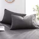 DONEUS Jersey Knit Pillowcases King Size - Charcoal Grey Pillowcases Set of 2 with Ultra Soft Breathable Pillowcase and Envelope Closure, 20x36 inches