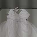 LCNBA Women's Halter V Neck Ruffled Hem Mesh Dress Ruched Flowy Mini Dress (Medium, White)