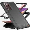 for Note 20 Ultra Case,[Military Grade] 3 in 1 Full Body Shockproof Dust/Drop Proof Heavy Duty Protection Cover,for Samsung Galaxy Note 20 Ultra 6.9 Inch,Black