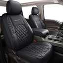 Huidasource Tundra Seat Covers, Front & Rear Waterproof Leather Car Seat Cover, Custom Seat Cushion Protector Fit for 2022 2023 2024 Toyota Tundra CrewMax/Double Cab Pickup Truck (Full Set/Black), 1 Pack