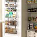 Moforoco 6-Tier Over The Door Pantry Organizer, Pantry Organization and Storage, Black Hanging Basket Cabinet Door Wall Spice Rack Shelves, Home & Kitchen Laundry Room Bathroom Essentials accessories, 6-Tier Standard, Black
