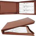 LLi Cufite 3 Rings Check Binder for End-Stub Deskbook Checks, Zipper Business Check Binder, 3 on a Page, Fit 3 & 9 Holes Check Faux Leather (9" x 11 1/4") (Brown)