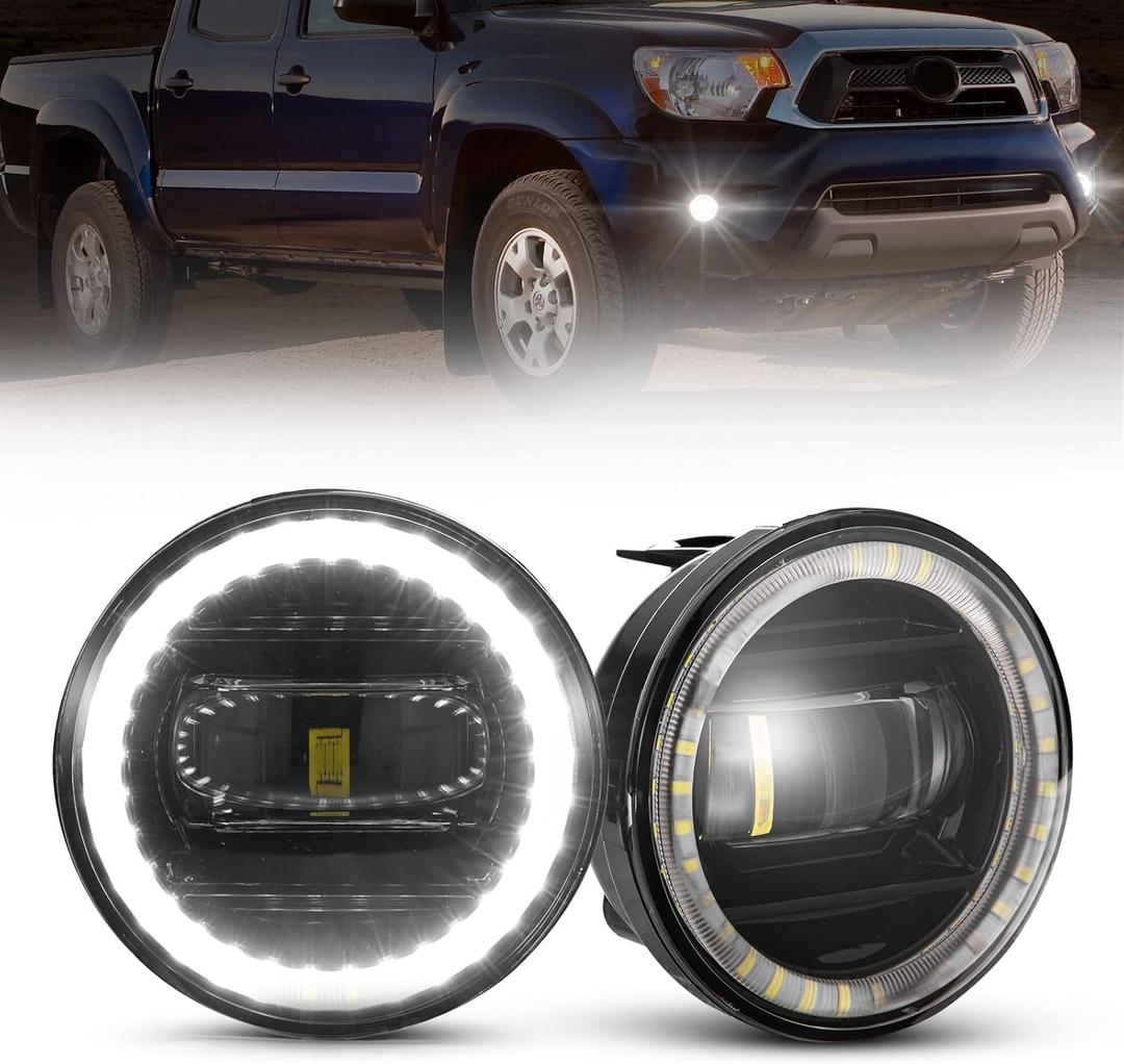 BUNKER INDUST LED Fog Light with Daytime Running Lights for Tacoma 2005-2011/ Solara 2004-2006/ Tundra 2007-2012, Bumper Driving DRL Fog Lamp Assembly Kit
