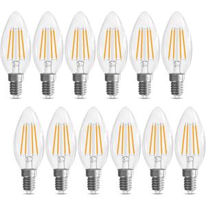 E12 Candelabra Bulb 40 watt Equivalent, E12 LED Bulb Non-Dimmable Chandelier Light Bulbs, B10 Candle Light Bulbs 2700K Soft White, 90+CRI, 400LM, Cear Glass, 12 Pack