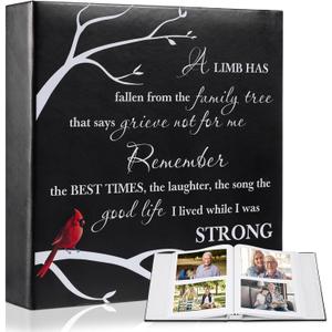 ReliThick Cardinal Funeral Photo Album 4 x 6 Inch 200 Blank Pages Memorial Leather Memory Album Scrapbook for Memorial Service Celebration of Life Decor in Loving Party Supply(Remember the Best Times)