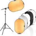Selens Photography Reflector Stand kit, 24x36 inches 5 in 1 reflectors with 78 inches Light Stands and Extendable Holder Arm Clips for Photo Studio Lighting