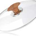 11 Inch Replacement Glass Lid for Frying Pan, Universal Pan Lid 6,8,9.5,10.5,11,12,12.5 Inch Pot Cover for Cookware Cooking, Frying Pans, Wok (Wood)