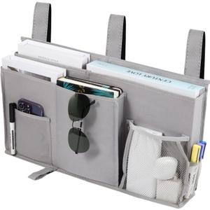 Joyfulife Bedside Caddy Bunk Bed Organizer Bedside Storage Organizer Hanging Bed Organizer Storage Bag Pocket for Bunk, Hospital Beds, College Dorm Rooms, Baby Bed Rails, Camp 8 Pockets (A-Gray)