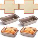 4 Pcs Loaf Pan with Liners Set 9 x 5 Inch Non-stick Bread Pan and Silicone Loaf Liners for Homemade Baking Carbon Steel Rectangular Baking Tray for Kitchen Sourdough Sandwich Home(Gold)
