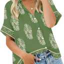 Summer Tops for Women Striped Button Down Shirts Collar Guaze Shirt Trendy Vacation Work Linen Blouse (M)