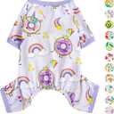 Dog Pajamas Pjs Summer Dog Clothes for Small Dogs Girl - Boy - Medium Size Dogs, Soft Stretchy Puppy Clothes Doggie Onesies Fall Pet Jammies Outfit (Donut Purple, Medium) (Medium(6-9lb ))