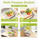 2PCS Nesting Plastic Colander & Strainer Set, 2-in-1 Fruit Washing Bowl with Strainer for Veggies, Berries, Pasta, Large Capacity BPA Free Dishwasher Safe