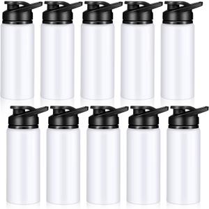 CHENGU Water Bottle Bulk 20 oz Aluminum Reusable Bottles Lightweight Snap Lid Water Cups Easy Carry Leak Proof Travel Tumbler for Gym Sports Camping Hiking Fishing (White)