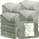 Buryeah 24 Pcs Wedding Flannel Fleece Throw Blanket Bulk with Thank You Card and Ribbon, 50 x 60 Inch Throw Blankets Outdoor Wedding Ideas, Party Souvenirs (Sage Green)