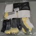 1 Set Anti-Slip Grip Soccer Socks with Shin Guard Sleeves, Sports Athletic Socks for Men Women (Black, White, One Size)