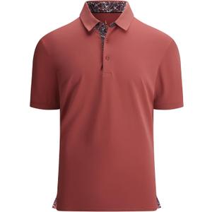 Alex Vando Mens Polo Shirts Short Sleeve Regular Fit Fashion Designed Shirt, Vermilion, XL
