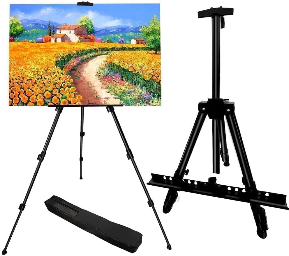 RRFTOK Easel Stand for Sign and Painting: Art Portable Adjustable Metal Tripod Easels for Display Height from 17 to 66 Inch -Canvas Stand for Table-Top/Floor Paint - Gifts for Teens Art Supplies