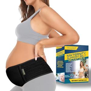 ChongErfei Pregnancy Belly Band Maternity Belt Back Support Abdominal Binder Back Brace - Relieve Back, Pelvic, Hip Pain for Pregnancy Recovery(Black,One Size)