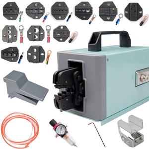 Pneumatic Crimping Tool,Wire Rope Pneumatic Air Powered Wire Terminal Crimping Machine for Aluminum Oval Sleeves and Stop Sleeves from 1/17-inch to 3/16-inch,
