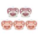 NUK First Choice Classic Baby Pacifier, 0-6 Months Newborn Pacifier, Orange & Pink, Newborn Essentials, 5-Pack