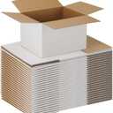 EXYGLO 15 Pack 12x10x8 Shipping Boxes for Small Business, White Corrugated Cardboard Small Box for Packaging, Moving, Mailing, and Storing