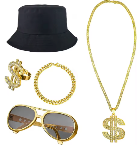 Fraiieon 90s Hip Hop 80s Costumes for Men/Boys/Kids Rapper Themed Party Outfits Accessories