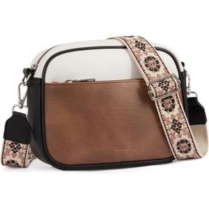 CLUCI Purses for Women Crossbody Bags for Women Cross Body Bag Crossbody Purse with Adjustable Wide Strap (1-4black With Brown and White)